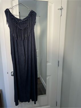 Fringe Strapless Maxi Dress